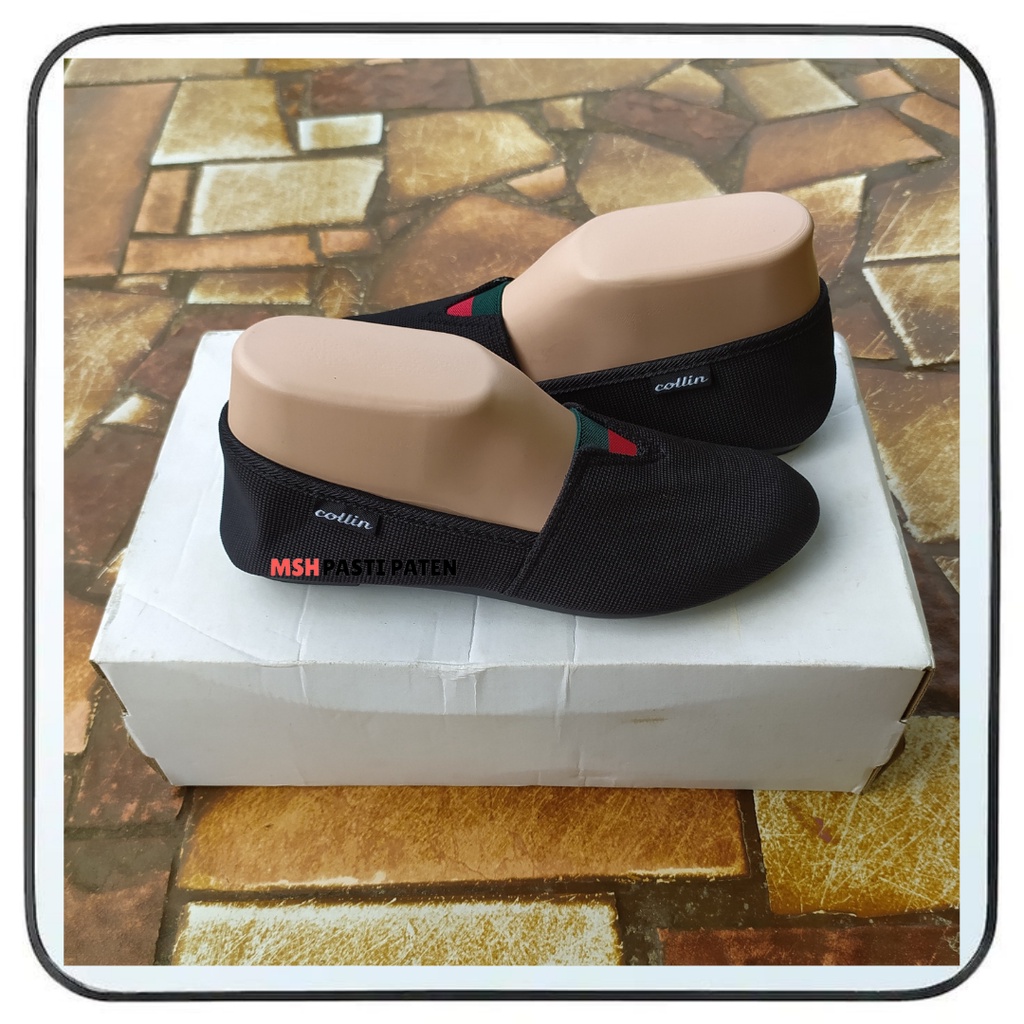 COLIN-Sepatu hitam wanita flatshoes balet bahan kanvas nyaman dipakai original BX8110-H