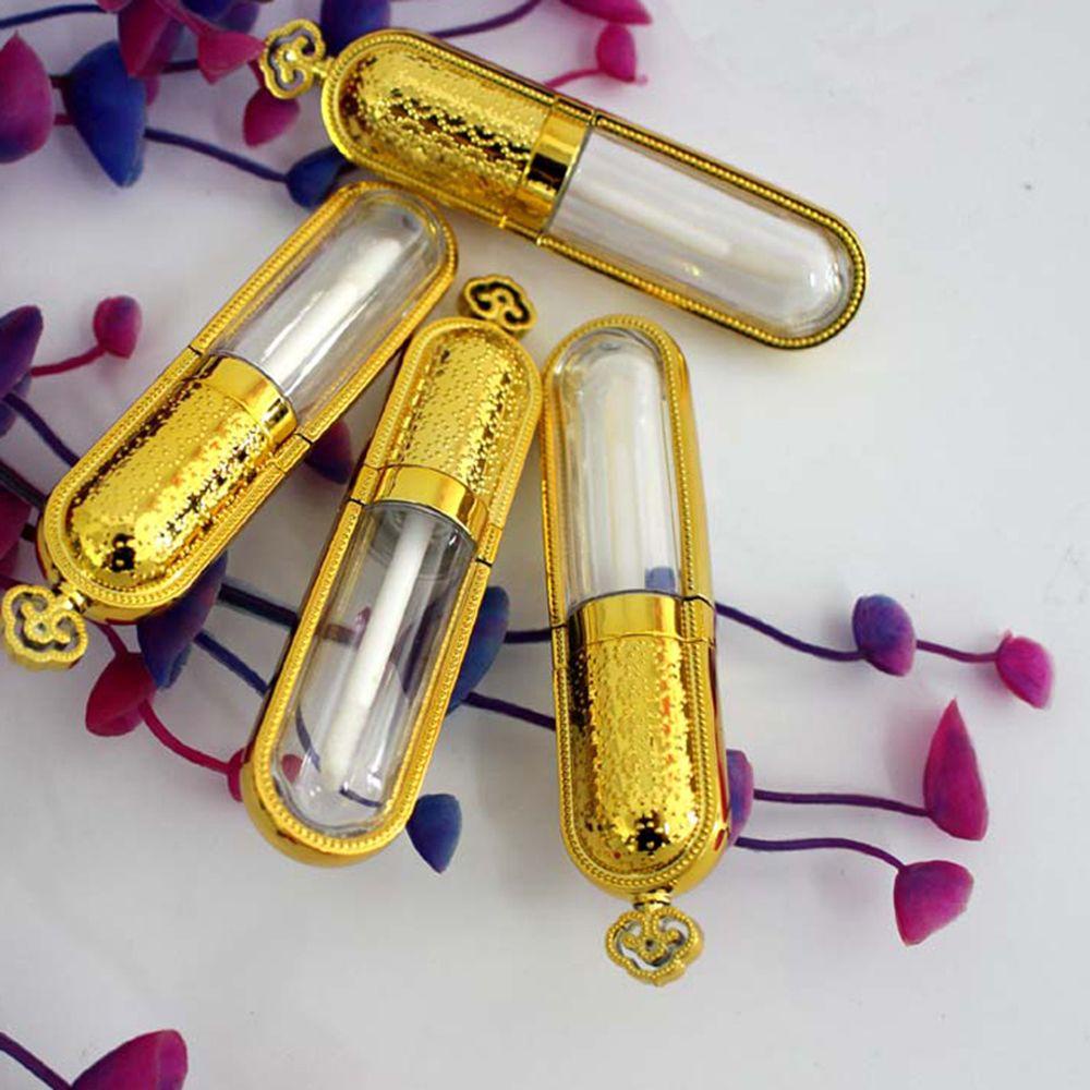 [Elegan] Tabung Lip Gloss Transparan DIY Botol Isi Ulang Plastik Gold Crown Lip Balm Bottle