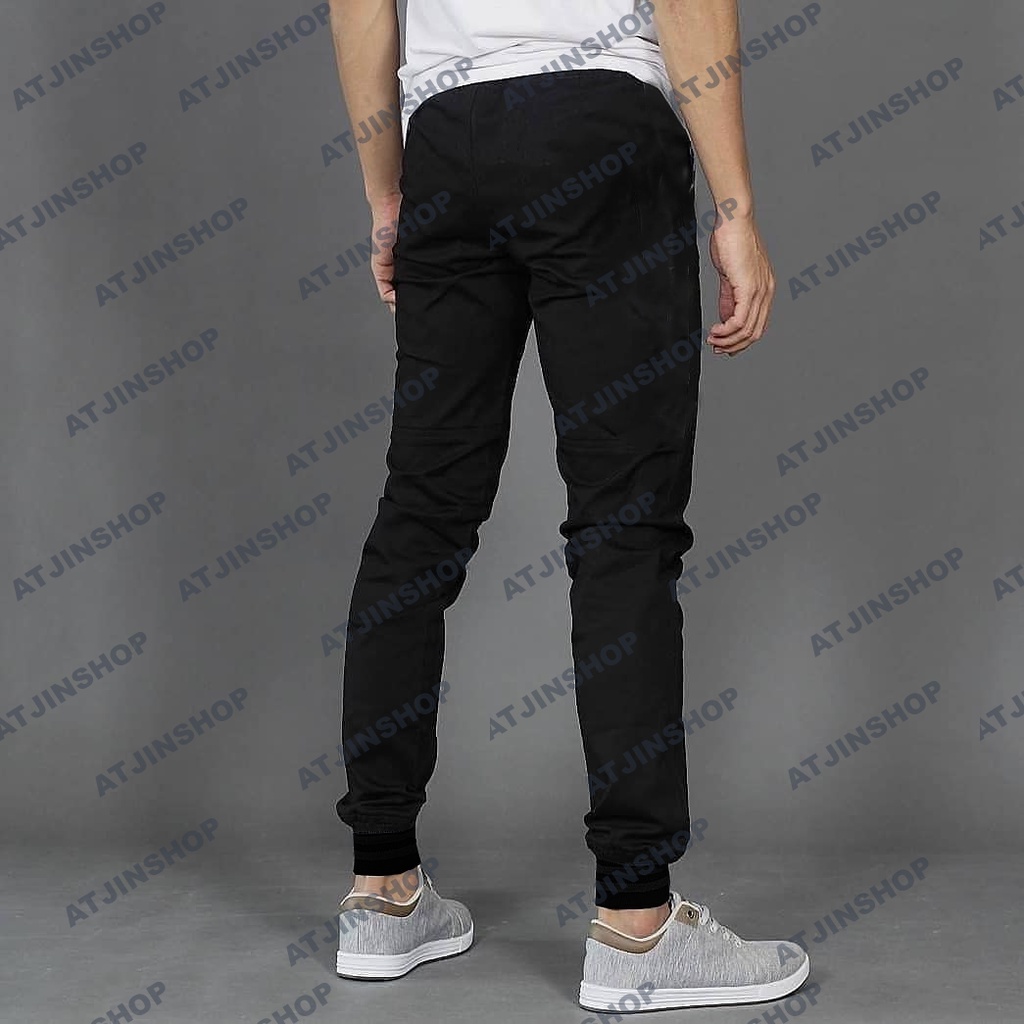 Atjin Original- Celana Panjang Joger Jogger Sirwal Pria Katun Stretch Lembut Murah Kualitas Premium [ READY 6 Warna , Size 28-40]