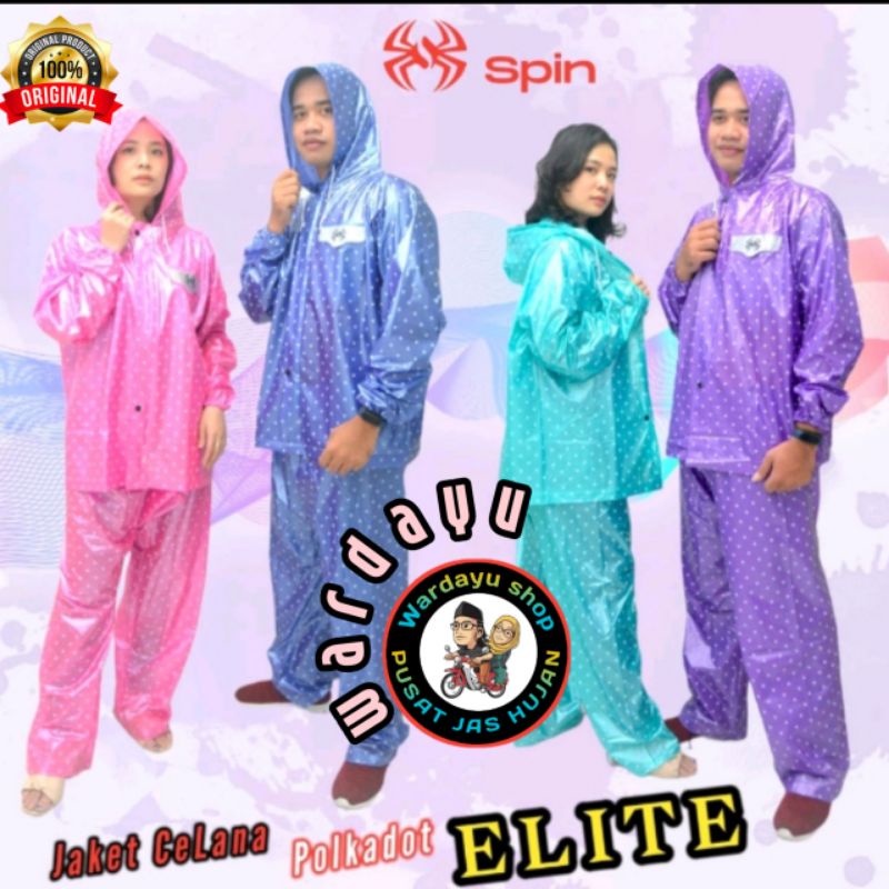 Jas Hujan Motif Polkadot Setelan Jaket Celana Dewasa Wanita TERMURAH COD Mantel ELITE SPIN Raincoat Pria Cewek Remaja Terbaru Murah Baju Celan