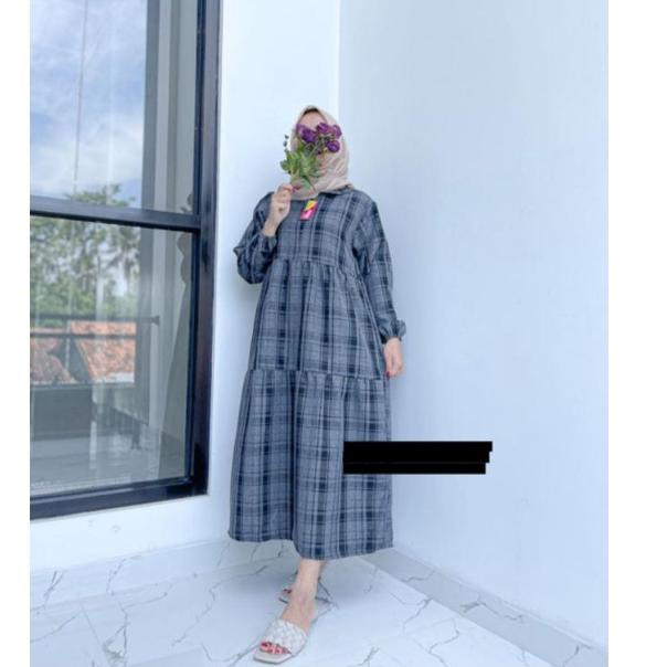Y93B [] MIDI DRESS  LD 100 cm MOTIF PUM LONG TUNIK DRESS JUMBO SANSO SABRINA LUCIU TERBARU / TERBARU