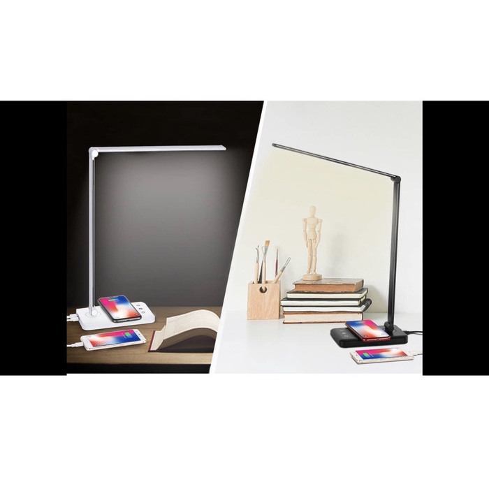 Lampu Meja - Lampu Meja Led Qi Wireless Charger Brush Aluminum Foldable Table Lamp