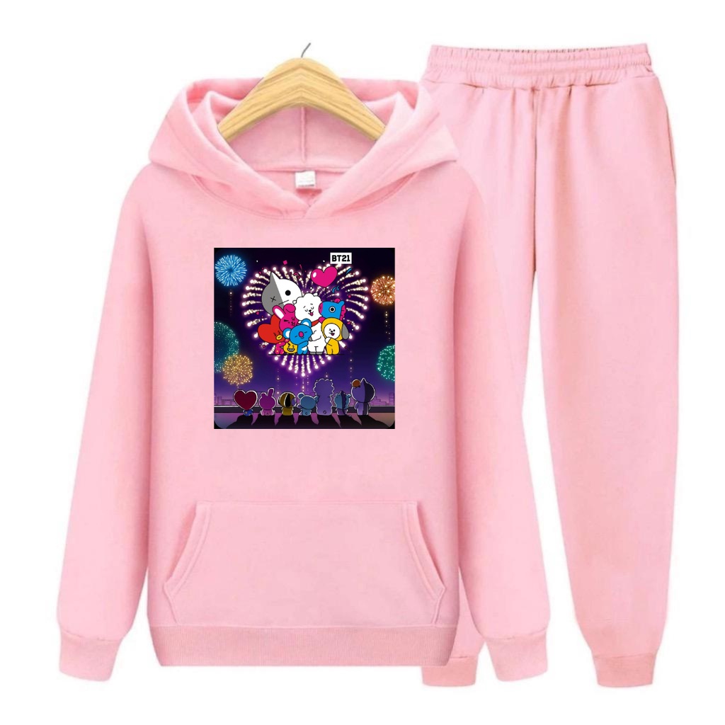 Setelan Sweater Anak Korea BT Firework /Baju Sweater Hoodie Anak