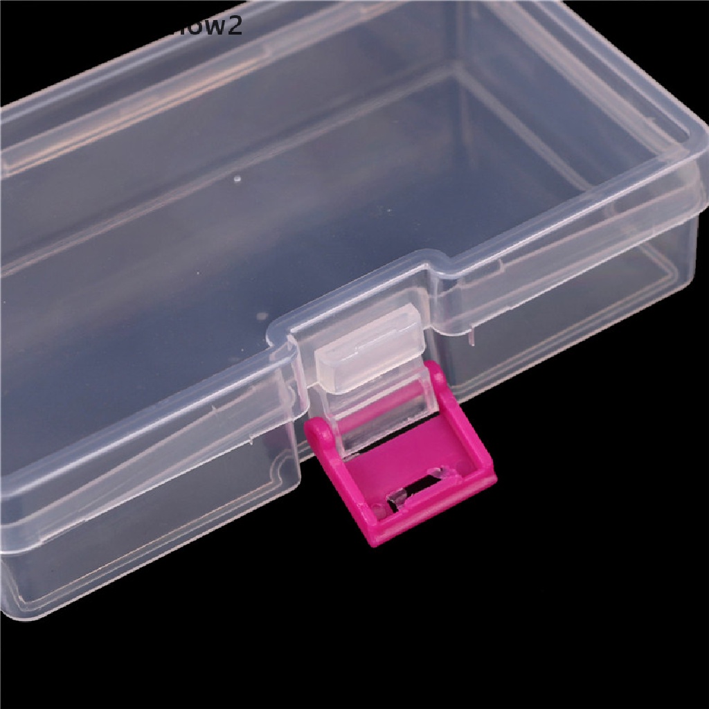 (lightoverflow2) Kotak Penyimpanan / Organizer Perhiasan / Craft Bahan Plastik Bening Dengan Gesper Pink