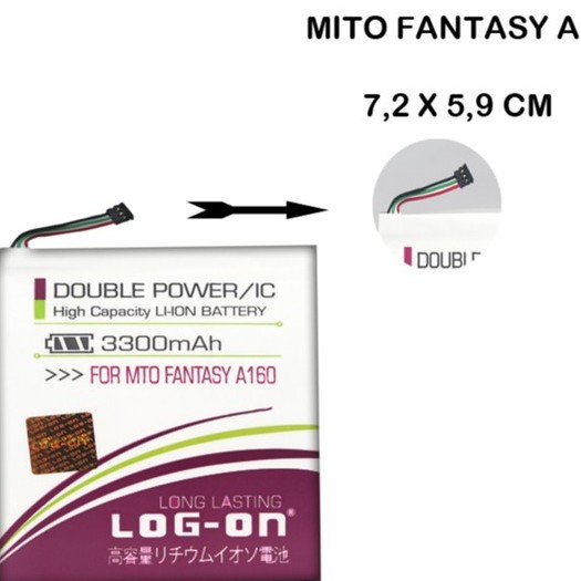 BATERAI DOUBLE POWER LOG ON MITO FANTASY A160 BA-00090 ( 3300 MAH )