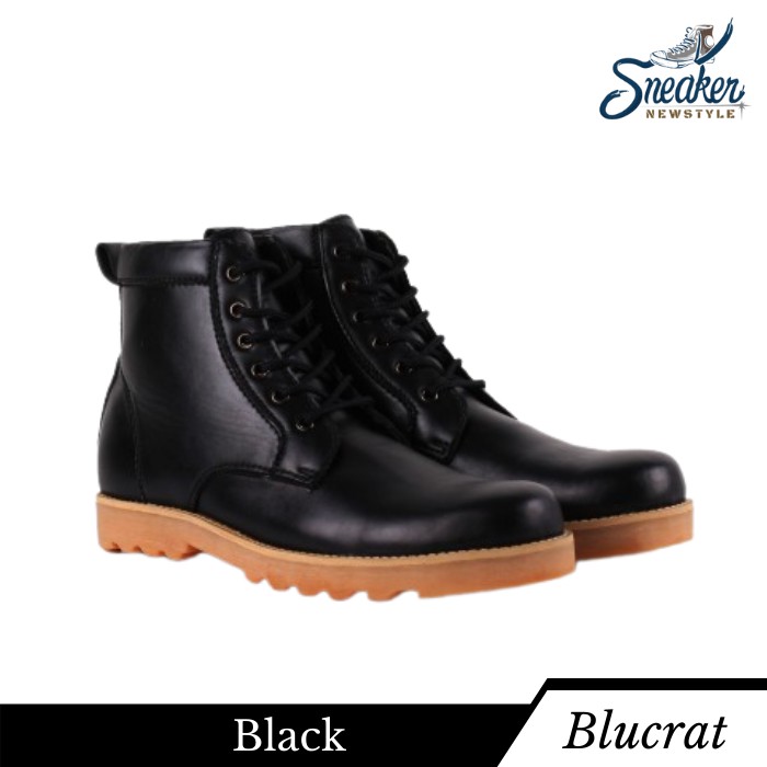 Sepatu Safety Boots Pria Crypton Kulit Original Ujung Besi Size 39-43 Sepatu Touring Pria SNK0321-Black