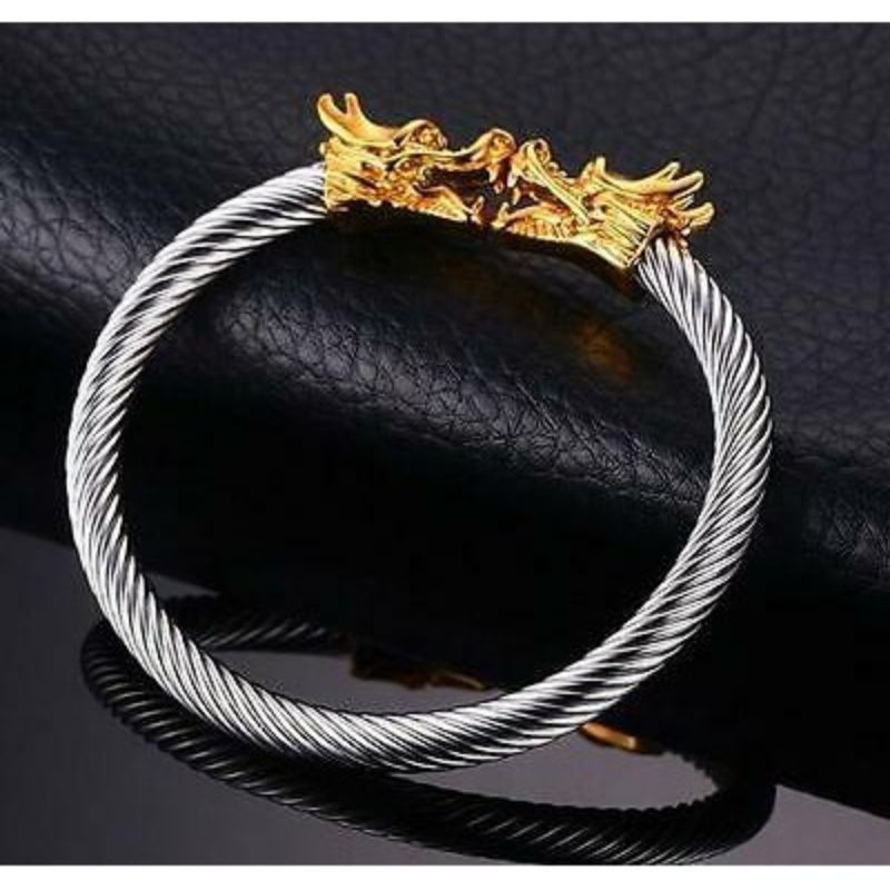 GELANG TITANIUM KEPALA NAGA/GELANG TITANIUM MODEL DRAGON STAINLESS STEEL KUALITAS IMPORT BAGUS