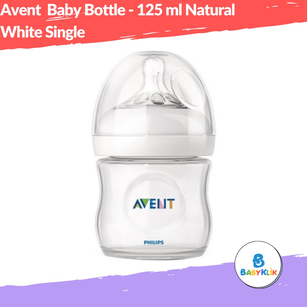 Philips Avent Baby Natural Bottle 125ml Single Pack White - Botol Susu Dot Bayi