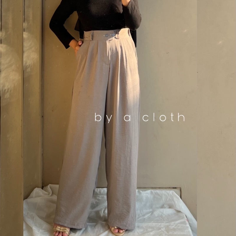 loose pants trousers highwaist - celana anti kusut - kulot ironless - celana kantor formal - kulot wanita - pants jumbo - crinkle airflow