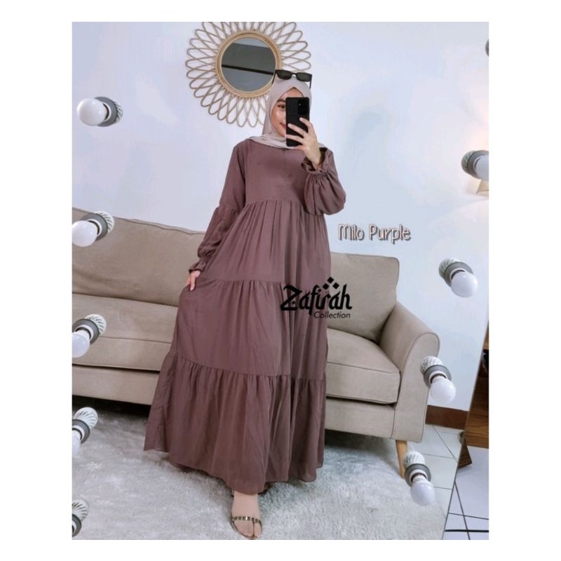 Gamis Ceruty Babydoll Terbaru / Long Dress Muslim / Gamis Polos Model Terbaru / Gamis Basic Ori Zafi