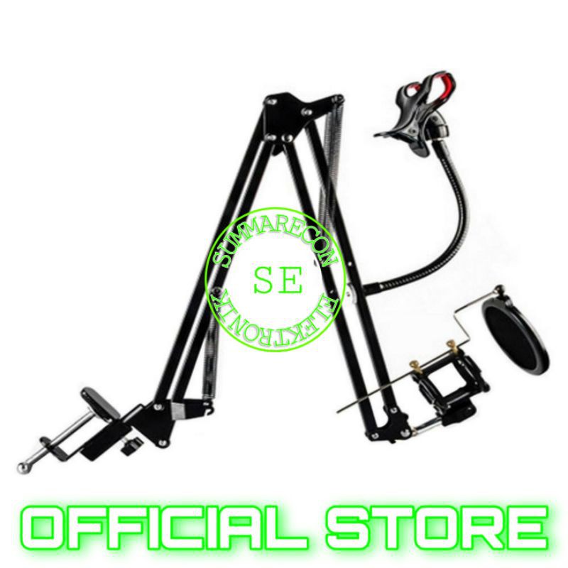 stand mic condenser recording with pop filter smartphone