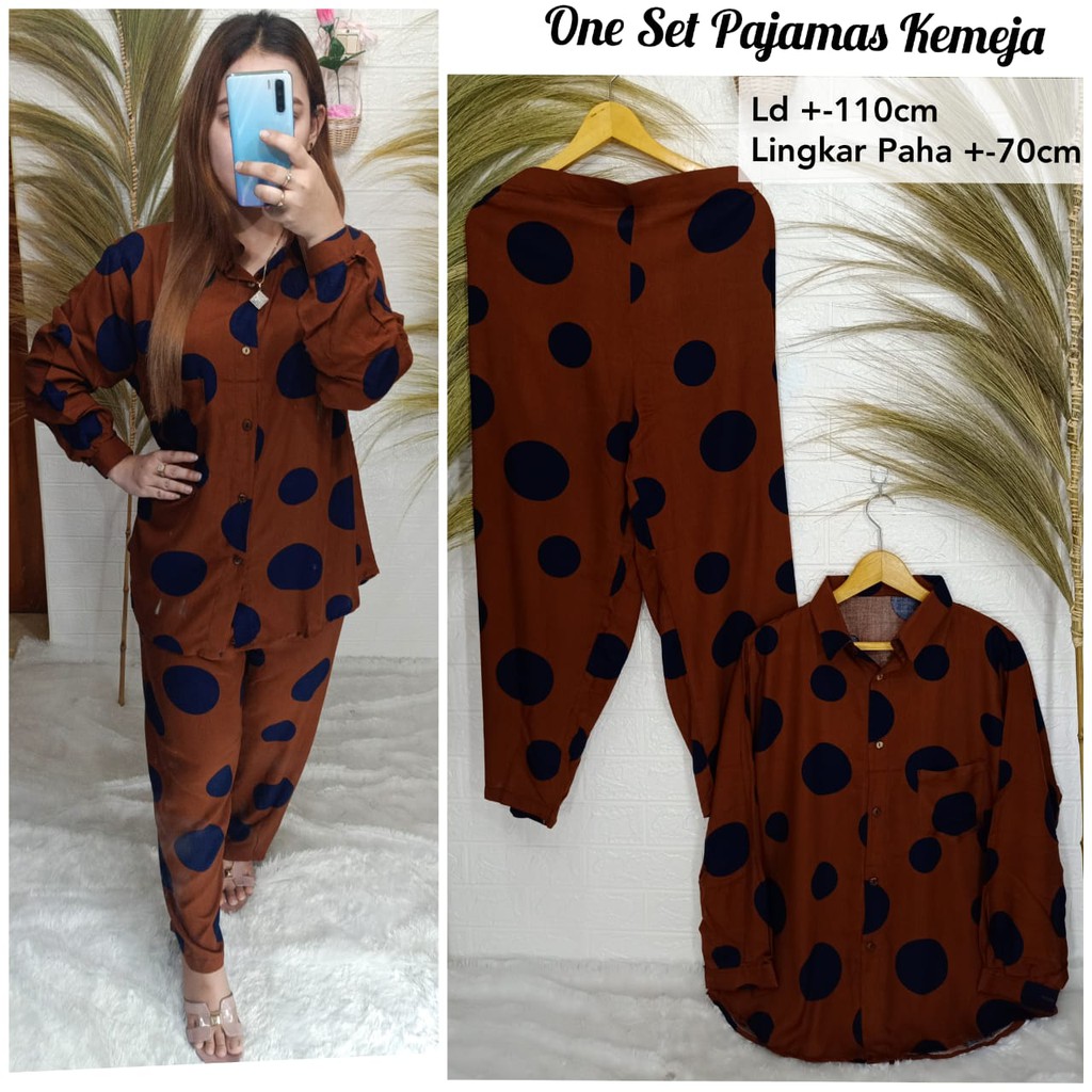 PAJAMAS SET KEMEJA - PAJAMAS TANGAN PANJANG FULL KANCING DEPAN