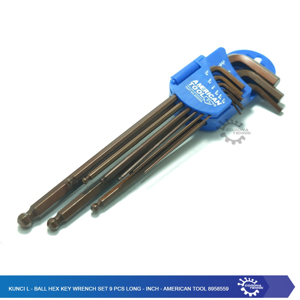 Kunci L -Ball Hex Key Wrench set 9 Pcs Long - American Tool 8958559