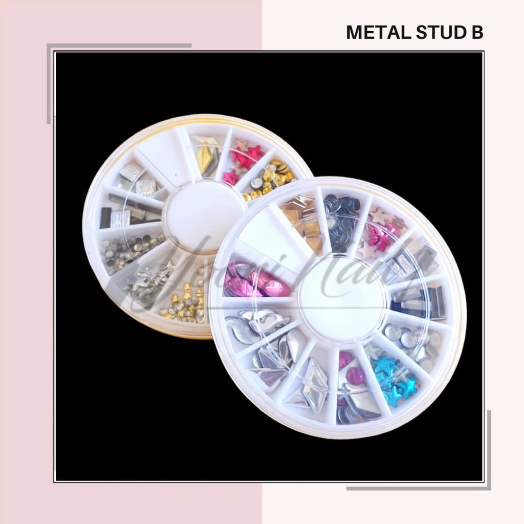 Metal stud wheel nail art studed square heart star circle stud metal