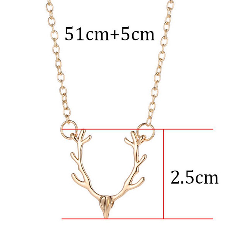 Women Tiny Cute Deer Horn Necklace Simple Elegant Horn Necklace Pendant Jewelry