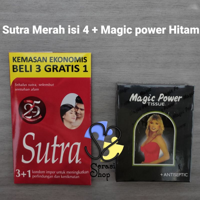 Magic Power Hitam 6pcs / Magic Power Merah Crimson Desire 6 sachet tissue basah obat kuat tisu magic-Sut Merah4+MP Hitam