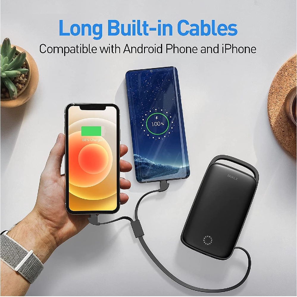 IWALK UBJ20000 - 20000mAh Built-in Cable Powerbank - Support PD 18W - Powerbank 20000mAh 18W PD &amp; Built-in Cable Lightning dan USB-C