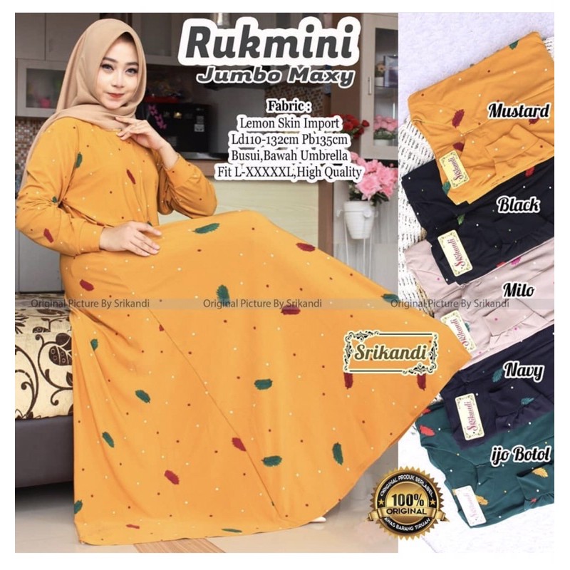 Rukmini Maxy - Gamis Lemon Skin Premium Busui - Rukmini Jumbo Maxy / 035 - 5103 / 033-5566