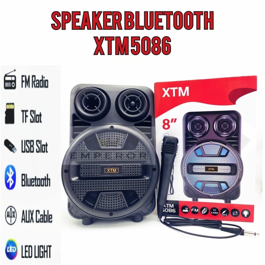 COD SPEAKER BLUETOOTH KARAOKE 8 INCH XTM-5086 PLUS MIC KARAOKE X-BASS//SALON AKTIF XTM-5086//SPEAKER KARAOKE