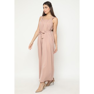 Veyl Store Vittoria Jumpsuit Wanita Warna  Dusty  Pink  Bahan  