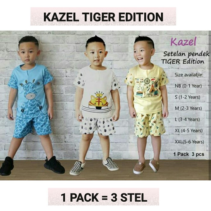 I43H9 SETELAN KAOS CELANA ANAK LAKI LAKI COWOK SET IMPORT USIA  3 STEL KAZEL SETELAN PENDEK TIG