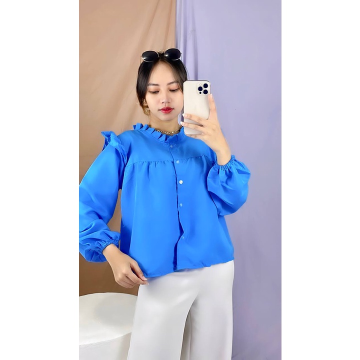 RX Fashion - Puffy Blouse Katun Poly / Rasya / Biya Blouse Polos - BN