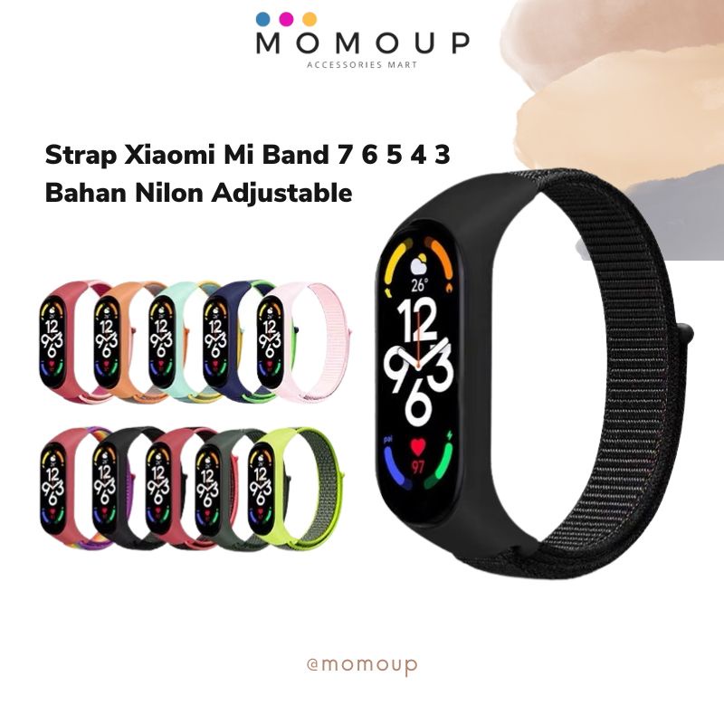 Strap Xiaomi Mi Band 7 6 5 4 3 Nilon Tali Pengganti Jam Xiaomi Mi Band 7 6 5 4 3 Nilon