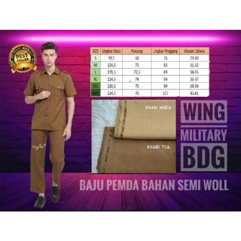 SERAGAM PEMDA SERAGAM PNS SERAGAM JAKSA LENGAN PENDEK BAHAN SEMI WOLL