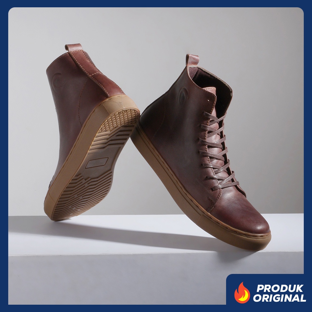 MAGNUS BROWN ORIGINAL x GREATA Sepatu Kulit Sapi Asli Pria Boots Coklat Casual Semi Formal Vintage Klasik Jalan Hangout Kuliah Kerja Kantor Gum Sole Classic Boot Genuine Leather Shoes Motor Touring Men Footwear Big Size Ukuran Besar Jumbo 44 Keren Terbaru