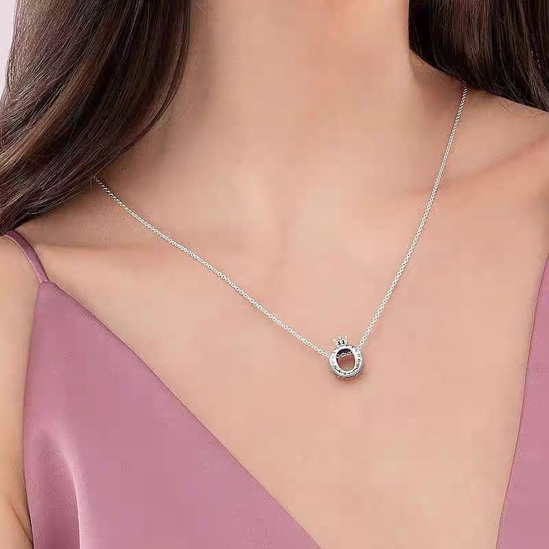 Pandora Kalung 925 Silver Dengan Liontin Mahkota Untuk Wanita