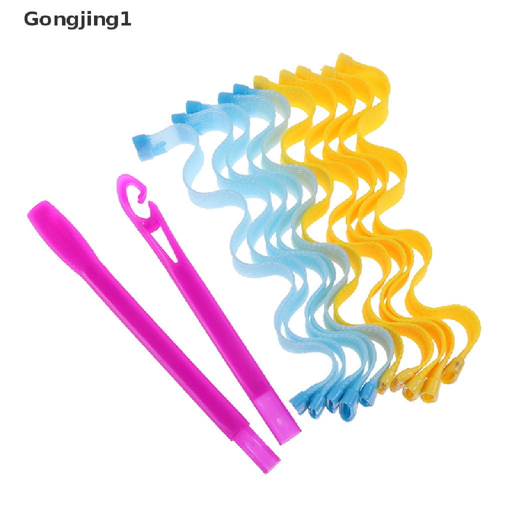 Gongjing1 10pcs / Set Alat Keriting Rambut Bentuk Spiral 30cm