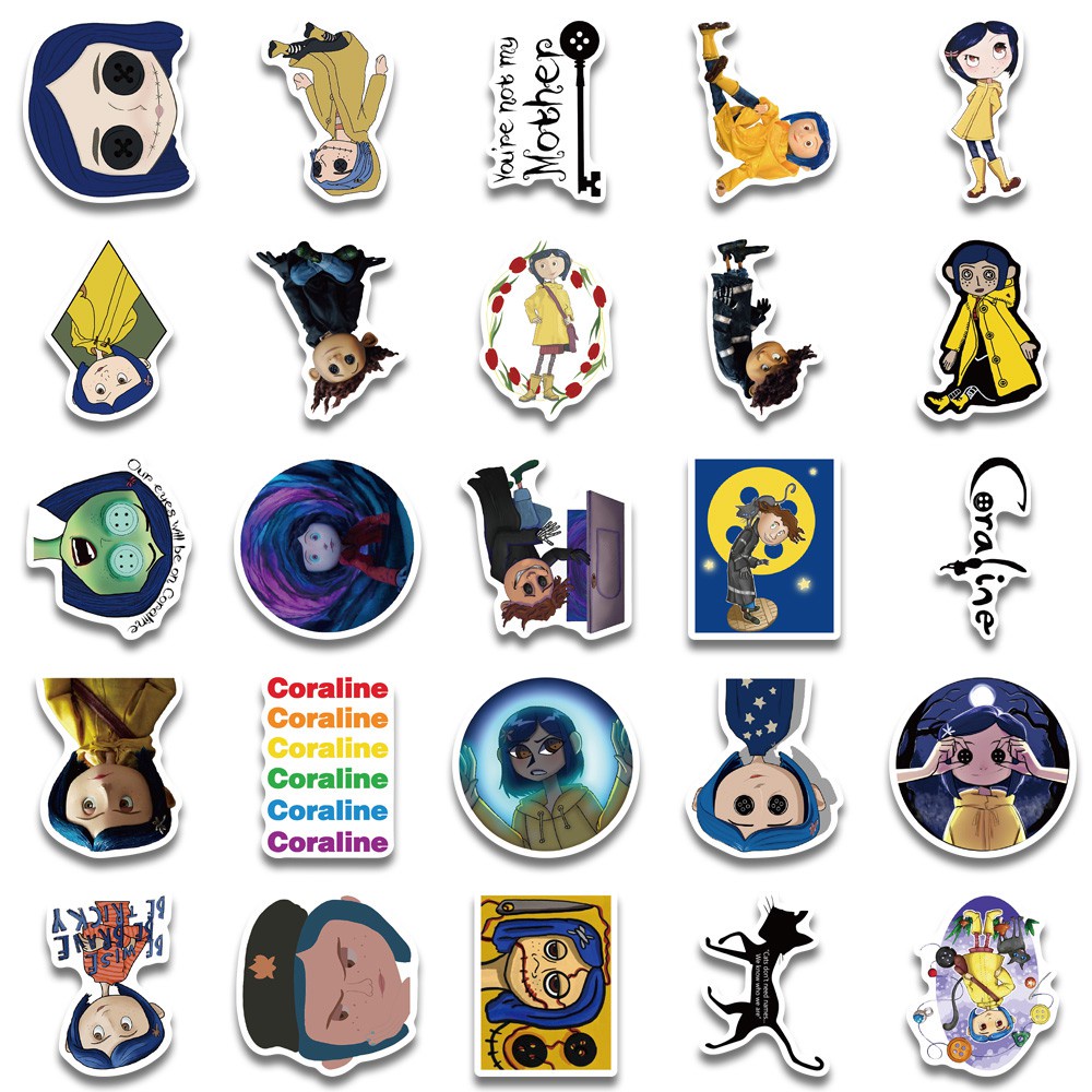 50pcs Animated Movie Coraline &amp; The Secret Door Stickers Personalized Decoration Luggage Waterproof Classic Toy Stickers