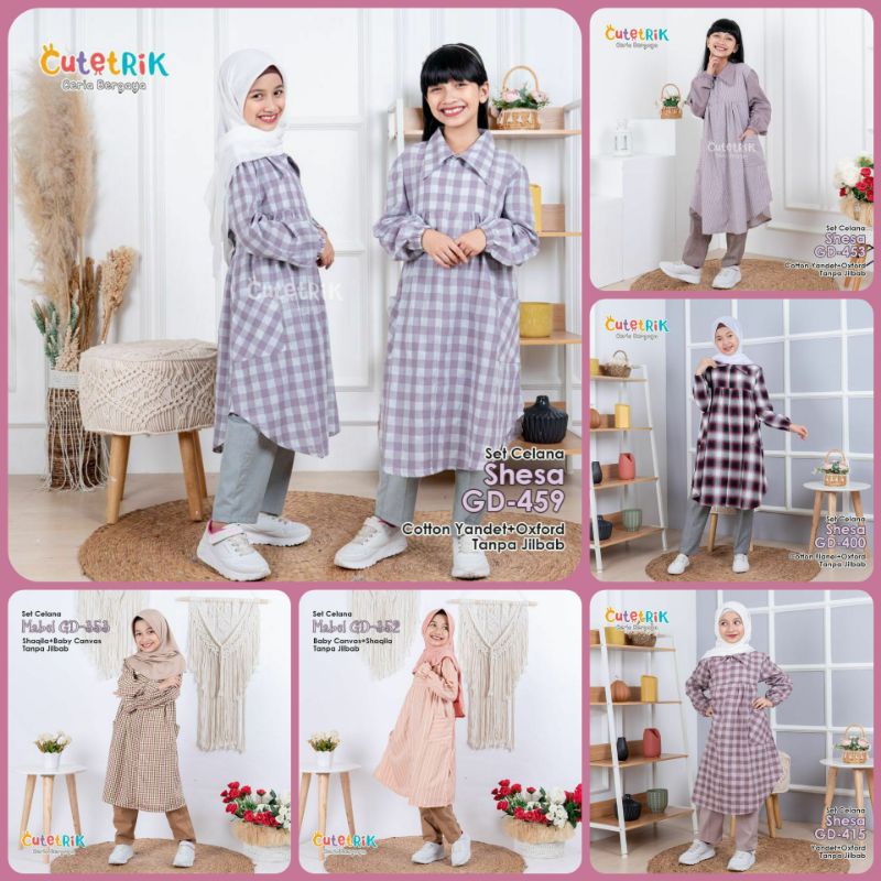 TERBARU SET SETELAN CELANA BAJU MUSLIM LENGAN PANJANG ANAK PEREMPUAN CUTETRIK MURAH MODERN CANTIK MA