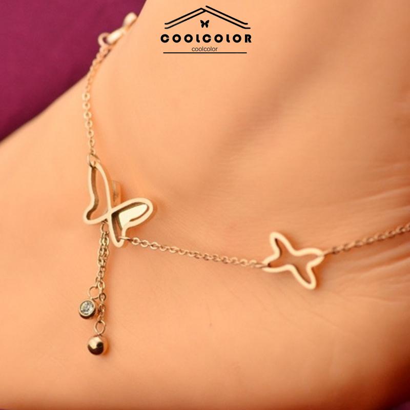 COD❤️Gelang Kaki Kupu-kupu Liontin Elegan Temperamen Manis Berlian Imitasi Fashion Wanita Aksesoris Korea Murah Ready Stock