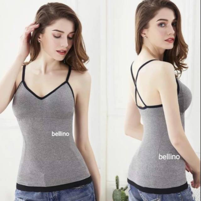 Tanktop Import Strech Dengan Cup Bra busa bisa dilepas All Size T8823 Tank Top Tangtop Tengtop Tentop Atasan Wanita Kaos Dalaman Perempuan