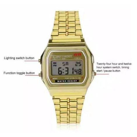 Jam Tangan Wanita Digital Kotak Rantai Model Casio