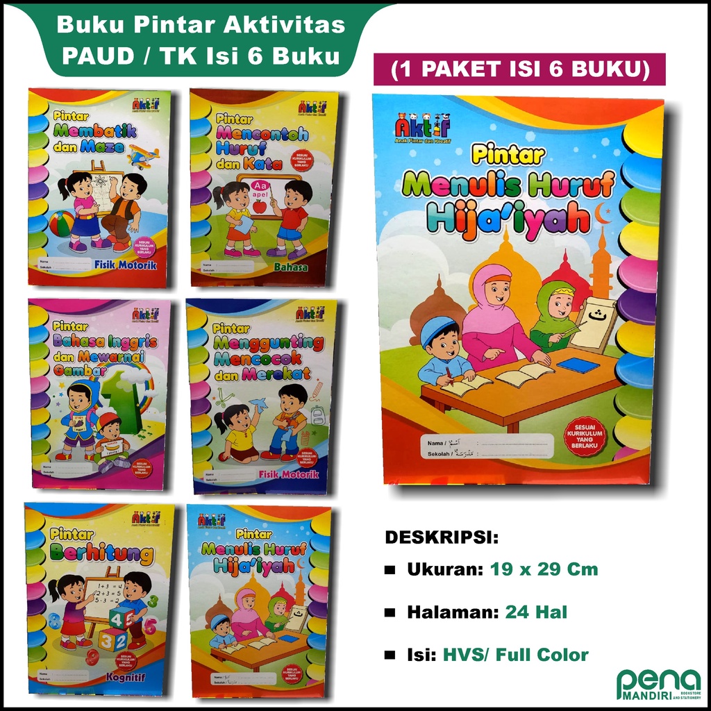 Paket 6pcs buku anak aktif dan kreatif untuk anak PAUD TK lingkar media