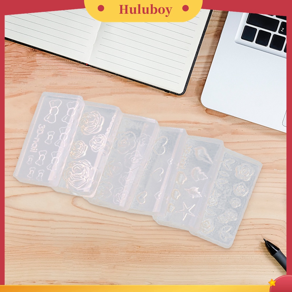 Huluboy Huluboy♡ 6pcs Cetakan Akrilik Transparan 3D Tahan Lama Untuk Nail Art