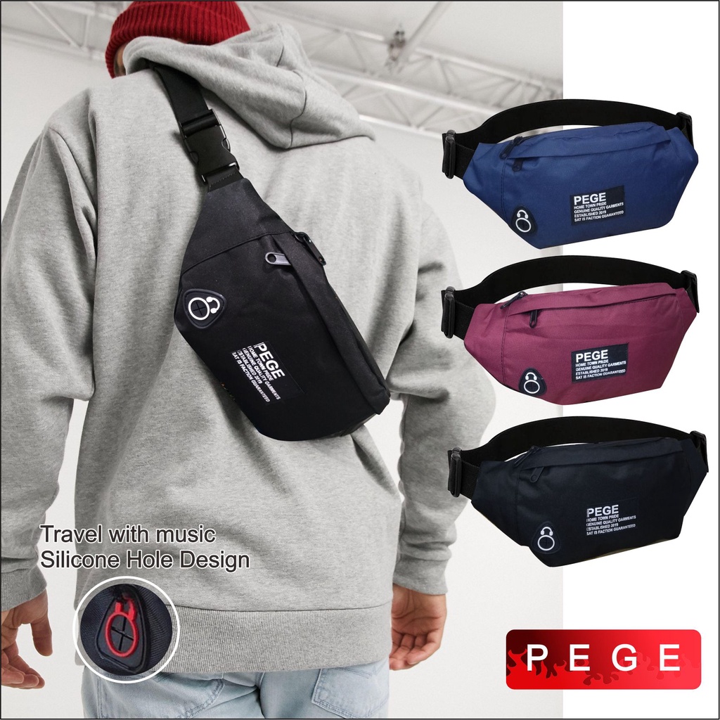 Tas Selempang Waistbag Pria Slempang Bahu Cowok Kasual Distro - PG 8888