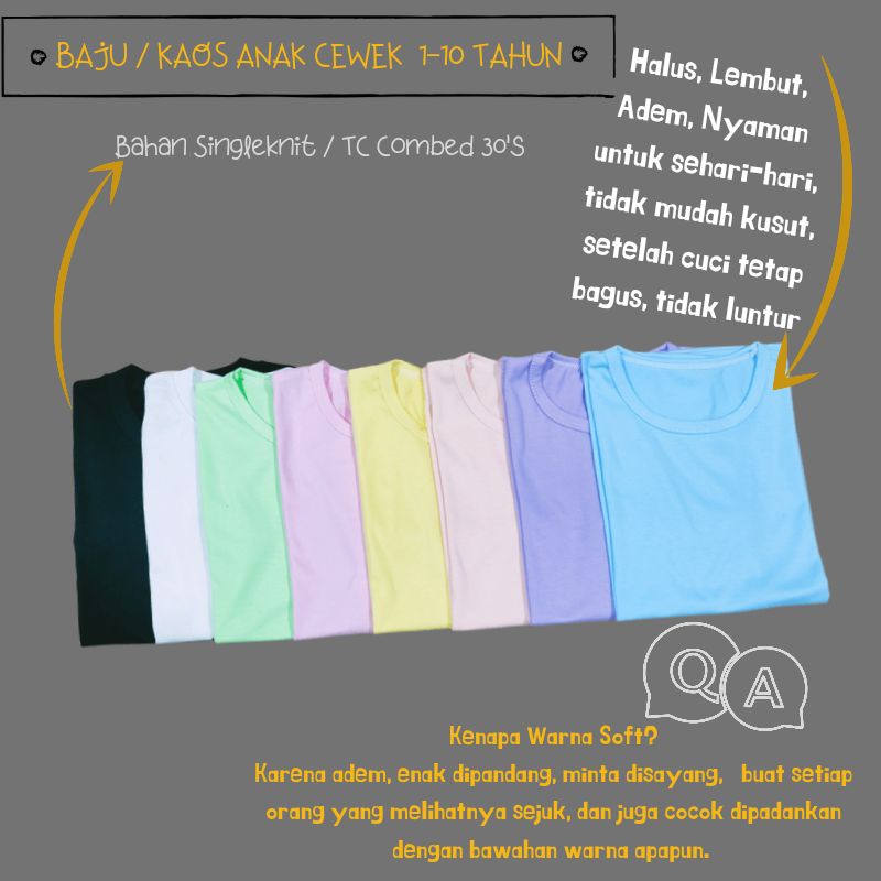 Baju Kaos Anak Cewek 3-12 tahun sampai Dewasa Jumbo RABBIT