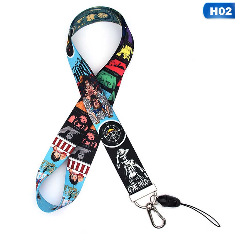 Fancyqube Tali Lanyard Leher Desain Anime One Piece Gaya Jepang Dengan Gantungan Kunci Untuk Id Card Gym Ponsel