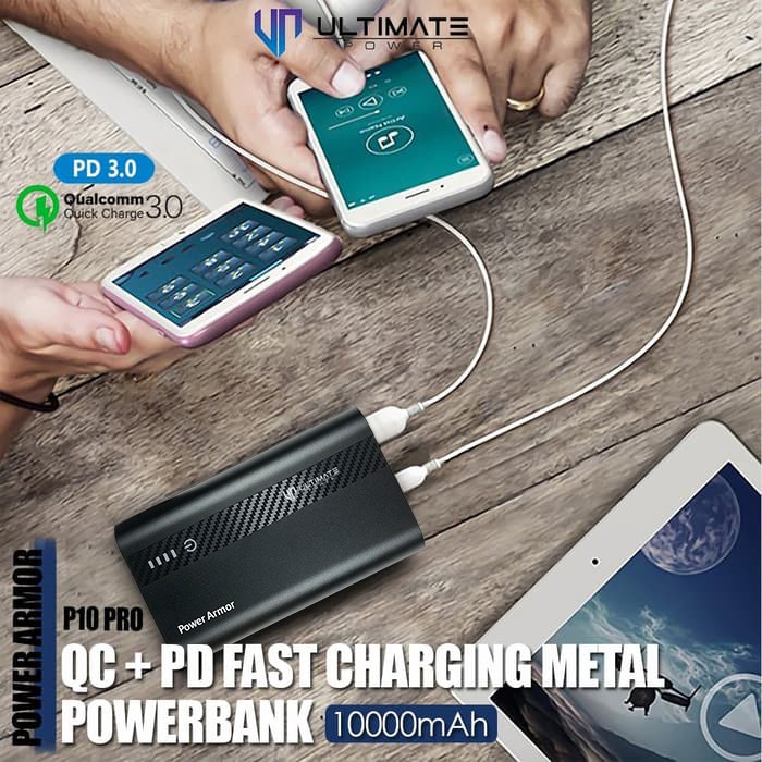 Power bank 10000mAh P10 Pro QC+PD Fast Charging Metal Ultimate Power  Original100%