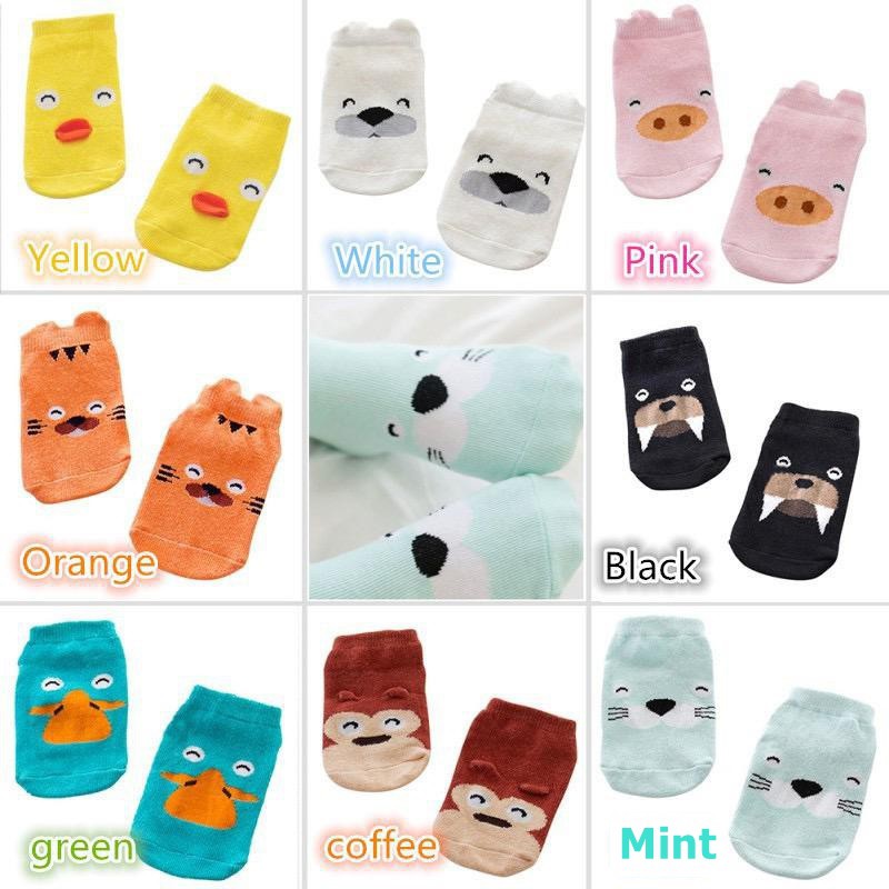 Kaos Kaki Pendek Bayi Korea Anti Slip Karakter Animal