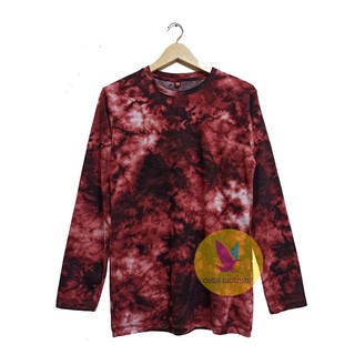  BAJU  KAOS POLOS  PRINTING MOTIF TIEDYE MAROON  LENGAN 