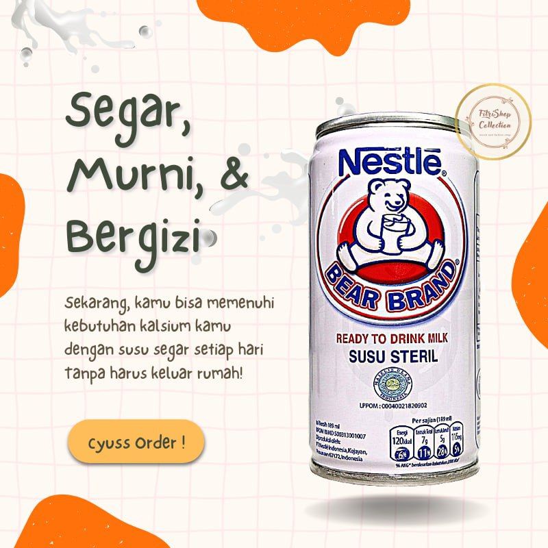 

susu beruang 1 kaleng nestle bear brand 189 ml
