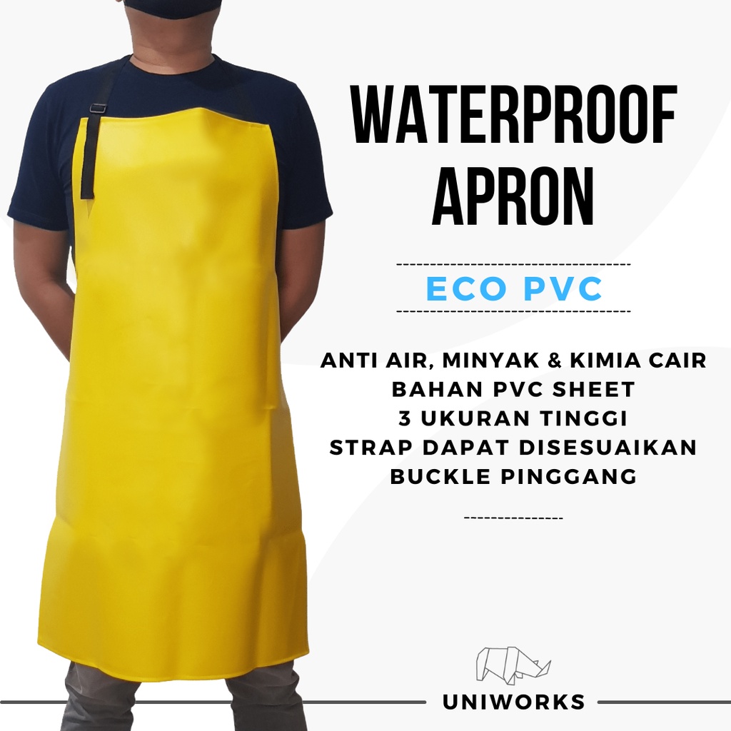 UNIWORKS Apron Waterproof Multifungsi Seri ECO Bahan PVC Anti Air 8 Warna