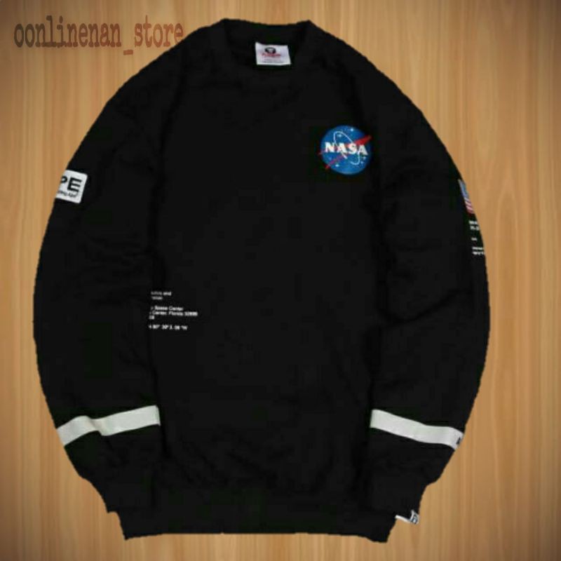 Sweater hoodie H&amp;M nasa /Sweater H&amp;M NASA Script Fleece Crew Neck Sweatshirt Original