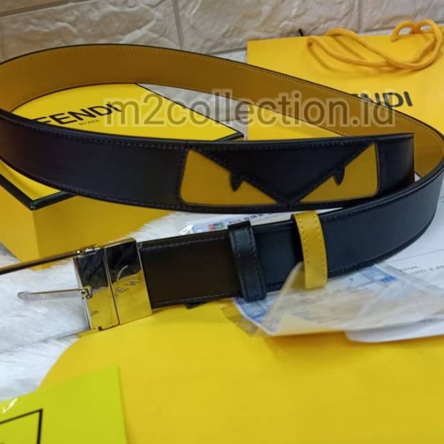 Ikat Pinggang FENDI belt Yellow and Black Mirror Quality / Gesper-Biru and Red