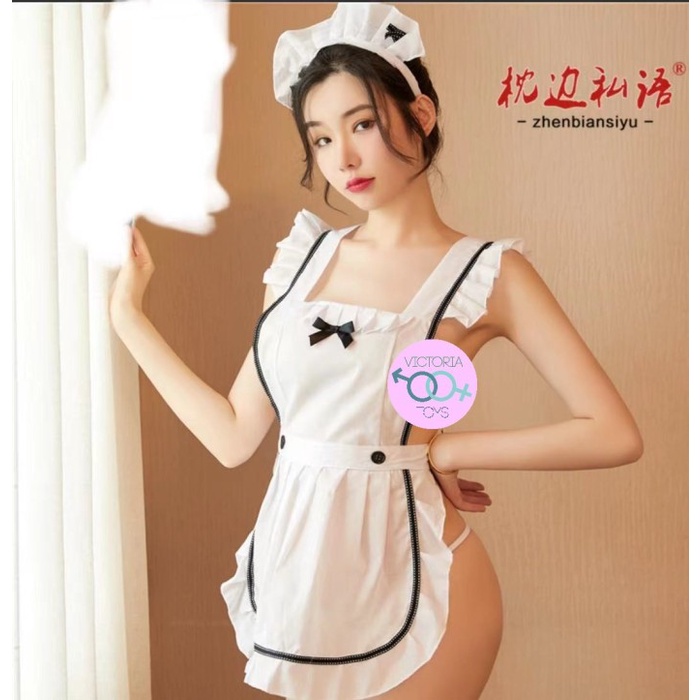 DI5KON NANNY / MAID WHITE COSPLAY SEXY COSTUME LINGERIE PAKAIAN SEXY WANITA &U: