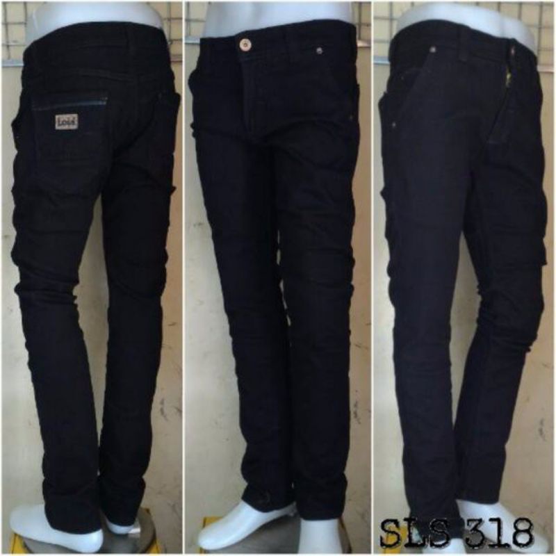 Jeans Stretch Pria Original Lois SLS318 Hitam Pekat